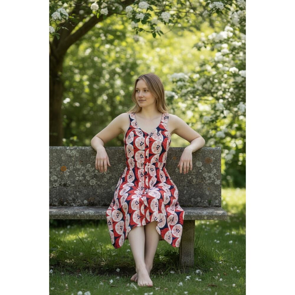 Tulip B Floral Print Fit Flare Midi Dress Small Button Front NWOT - Picture 3 of 11